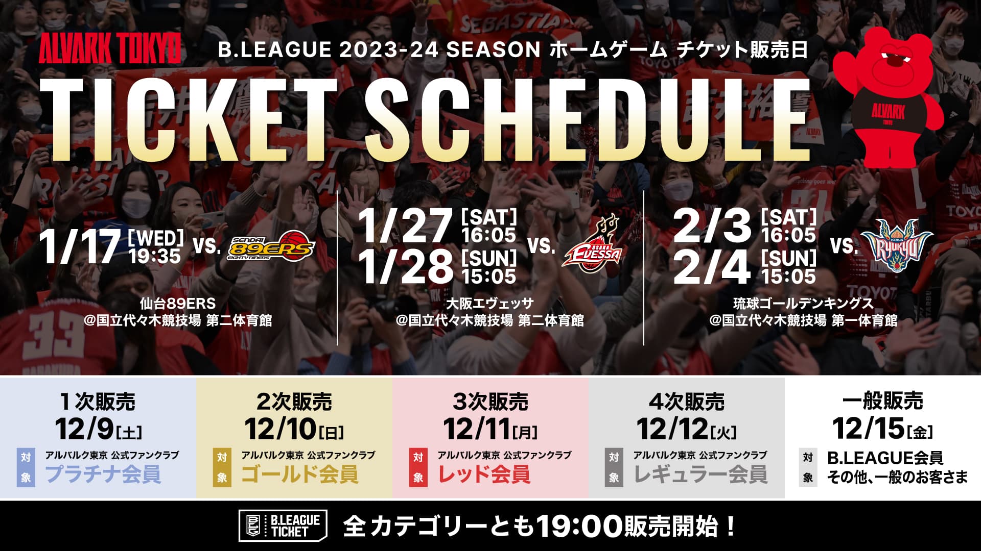 2023-24シーズン 第17節 仙台戦・第19節 大阪戦・第21節 琉球戦